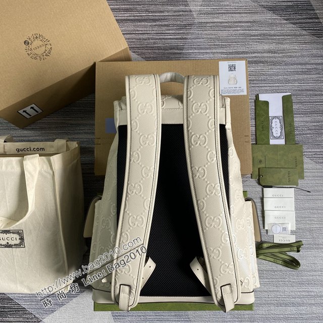 Gucci新款包包 古馳2021最新款男士雙肩背包 Gucci白色壓花牛皮後背包 625770  ydg3035